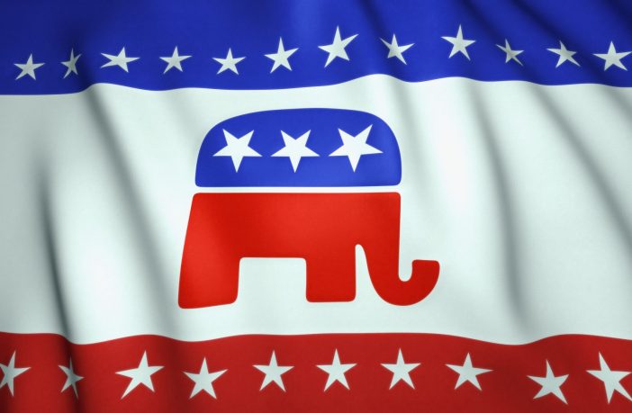 Republican flag with elephant emblem
